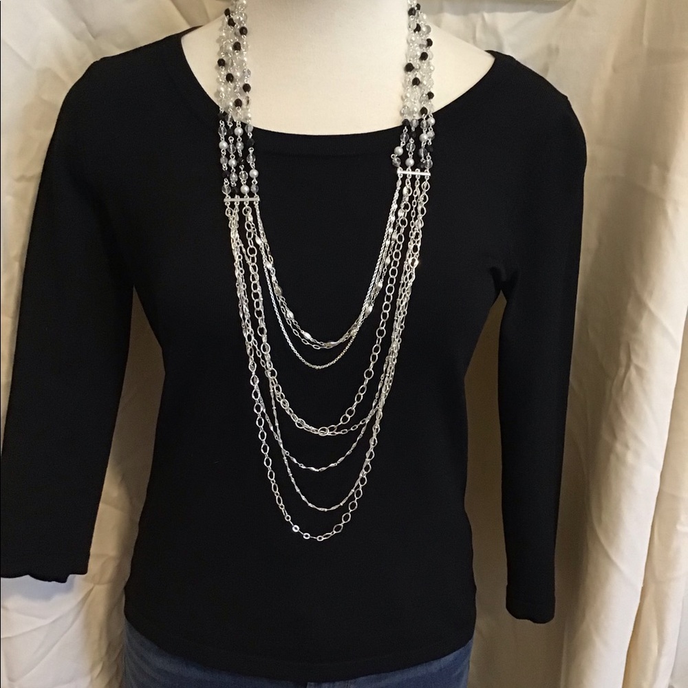Silver-tone Multi-Strand Beaded Necklace
